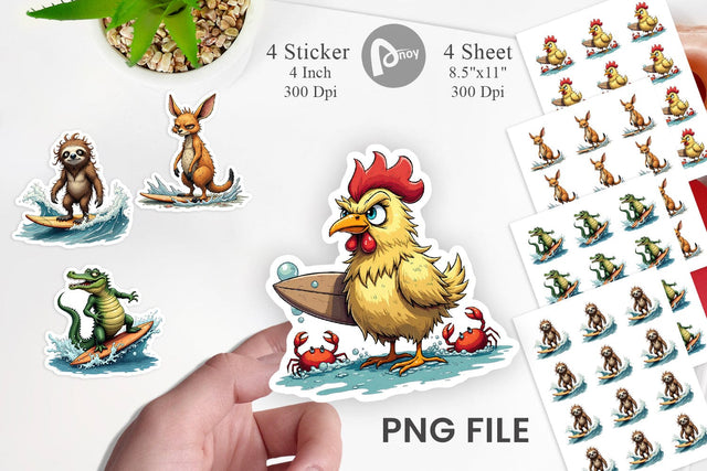 Surf Scream Critters Sticker Sublimation artnoy 