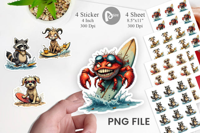 Surf Scream Critters Sticker Sublimation artnoy 