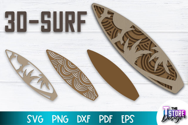 Surf Sign Laser Cut | 3D Surf Design | Summer Design | CNC Files SVG The T Store Design 