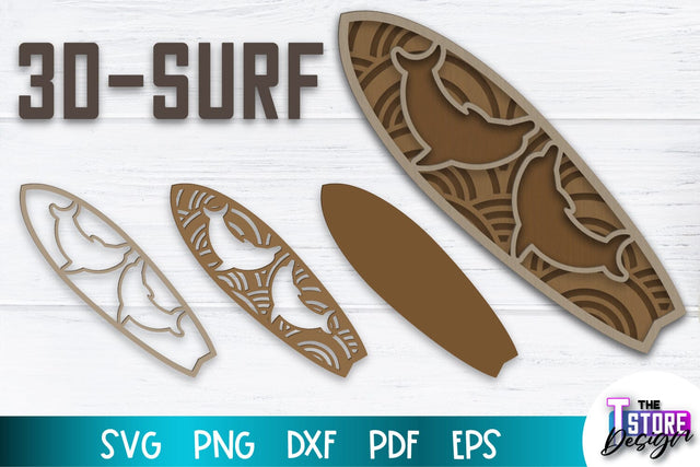 Surf Sign Laser Cut | 3D Surf Design | Summer Design | CNC Files SVG The T Store Design 