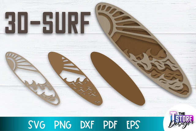 Surf Sign Laser Cut | 3D Surf Design | Summer Design | CNC Files SVG The T Store Design 