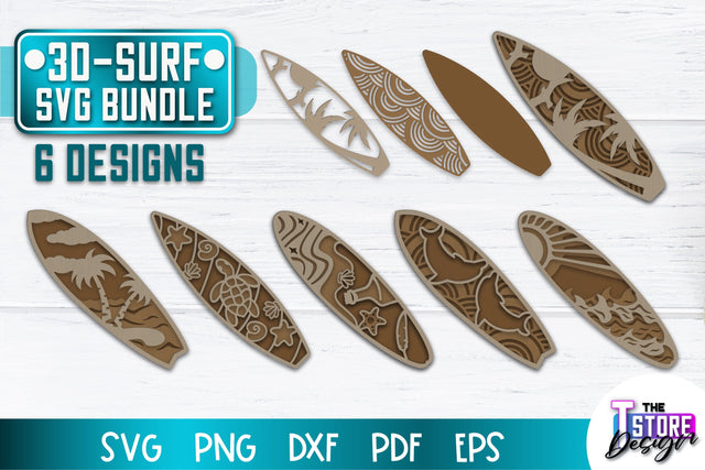 Surf Sign Laser Cut Bundle | 3D Surf Design | Summer Design | CNC Files SVG The T Store Design 