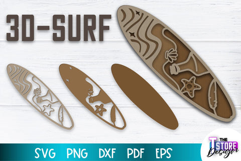Surf Sign Laser Cut Bundle | 3D Surf Design | Summer Design | CNC Files SVG The T Store Design 