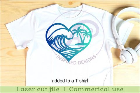 Surf wave heart wall sign, SVG file. SVG APInspireddesigns 