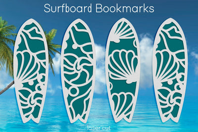 Surfboard bookmark laser cut, Layered Seashell, Summer beach svg SVG AnastasiyaArtDesign 