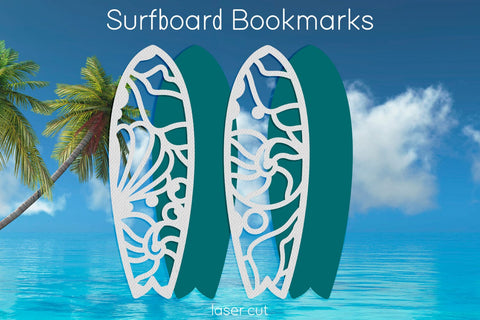 Surfboard bookmark laser cut, Layered Seashell, Summer beach svg SVG AnastasiyaArtDesign 
