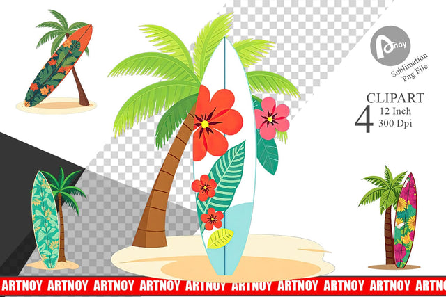 Surfboard Clipart Sublimation artnoy 