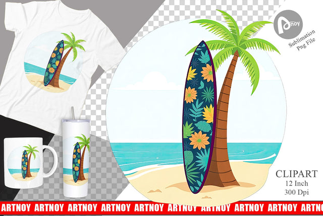 Surfboard Clipart Sublimation artnoy 