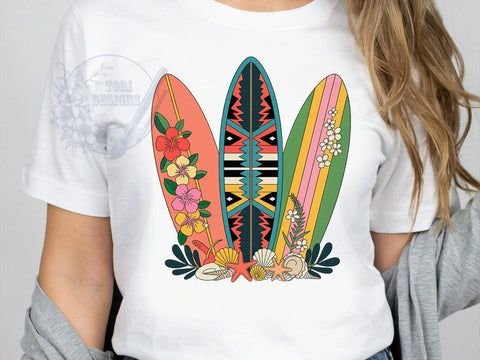 Surfboards Tribal Art T-Shirt PNG, Turquoise Tribal, Geometric Designs, Vertical Surfboards, Tropical Vibe, Skinny Tumbler, Sublimation PNG Sublimation ToriDesigns 