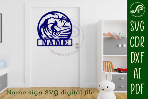 Surfer female name wall art sign, SVG personalized SVG APInspireddesigns 