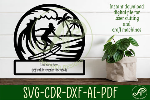 Surfer female name wall art sign, SVG personalized SVG APInspireddesigns 
