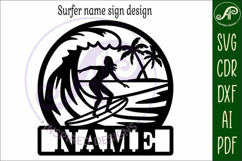 Surfer female name wall art sign, SVG personalized SVG APInspireddesigns 