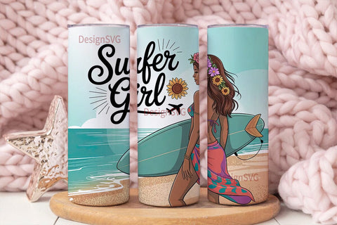 Surfer Girl 20oz Tumbler Wrap Sublimation DesignSVG 