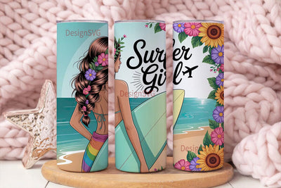 Surfer Girl 20oz Tumbler Wrap Sublimation DesignSVG 