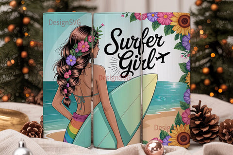 Surfer Girl 20oz Tumbler Wrap Sublimation DesignSVG 