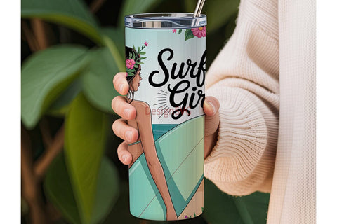 Surfer Girl 20oz Tumbler Wrap Sublimation DesignSVG 
