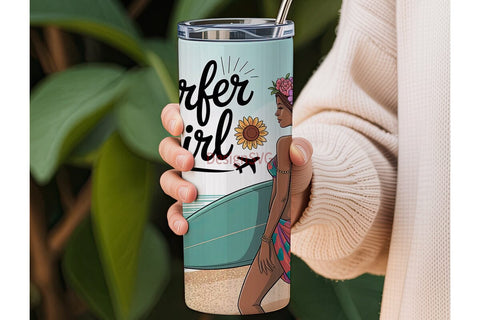 Surfer Girl 20oz Tumbler Wrap Sublimation DesignSVG 