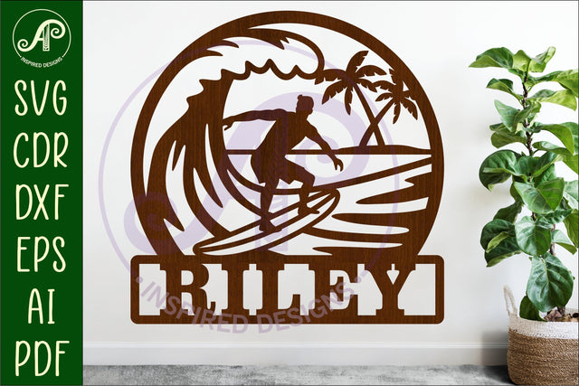 Surfer male name wall art sign, SVG personalized SVG APInspireddesigns 