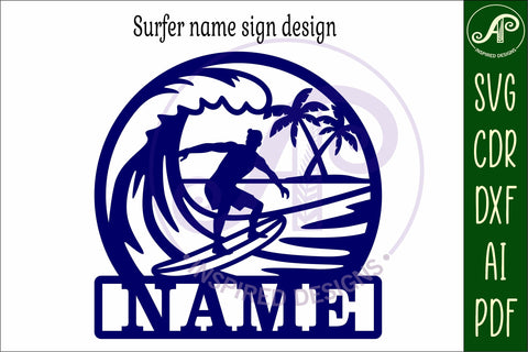 Surfer male name wall art sign, SVG personalized SVG APInspireddesigns 