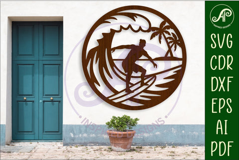 Surfer male wall sign, SVG file. vector sign SVG APInspireddesigns 