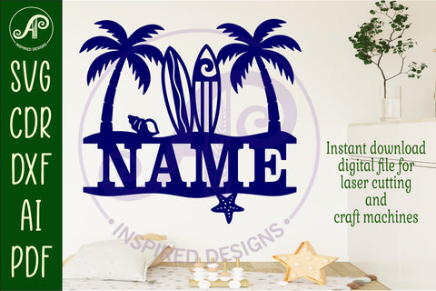 Surfers beach name sign svg laser cut file SVG APInspireddesigns 