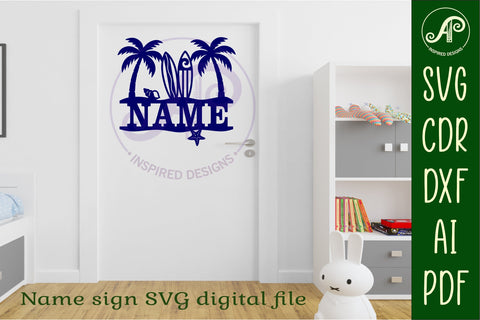 Surfers beach name sign svg laser cut file SVG APInspireddesigns 