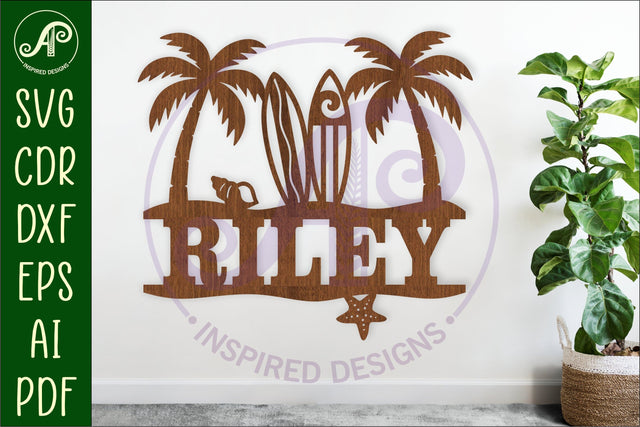 Surfers beach name sign svg laser cut file SVG APInspireddesigns 