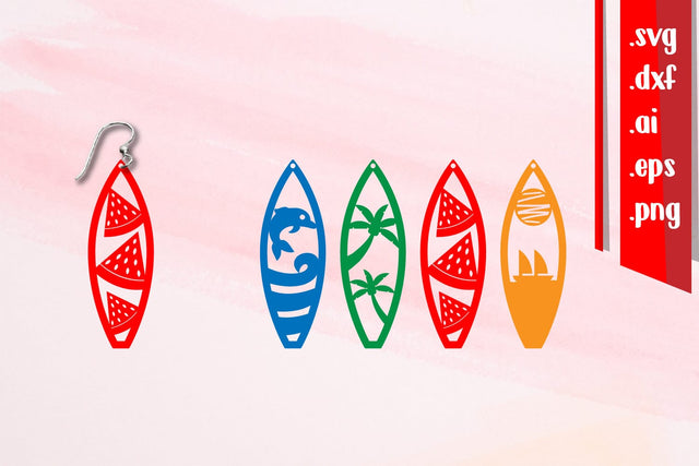 Surfing Board Earrings | Surfing Earrings SVG zafrans studio 