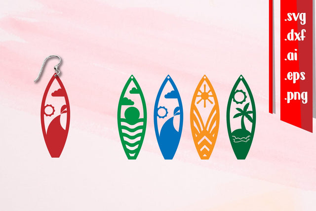 Surfing Board Earrings | Surfing Earrings SVG zafrans studio 