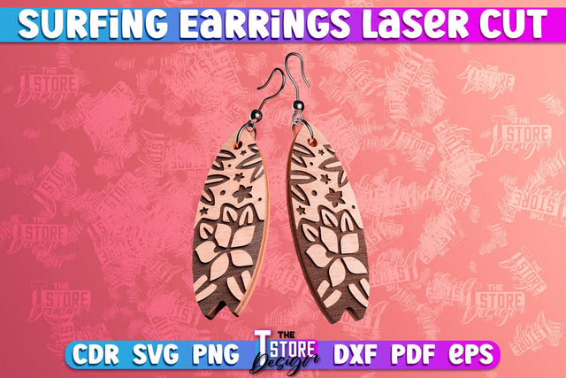 Surfing Earrings Laser Cut | Accessories Laser Cut Design | CNC Files SVG The T Store Design 