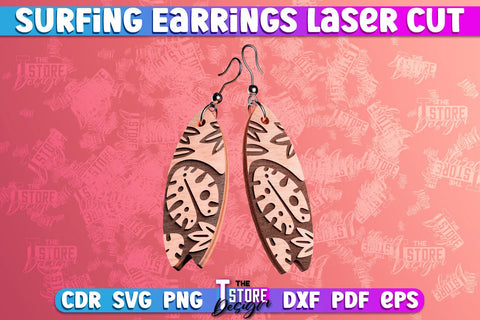 Surfing Earrings Laser Cut | Accessories Laser Cut Design | CNC Files SVG The T Store Design 