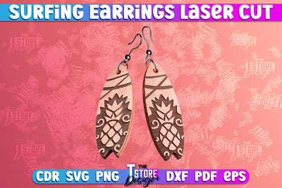 Surfing Earrings Laser Cut | Accessories Laser Cut Design | CNC Files SVG The T Store Design 