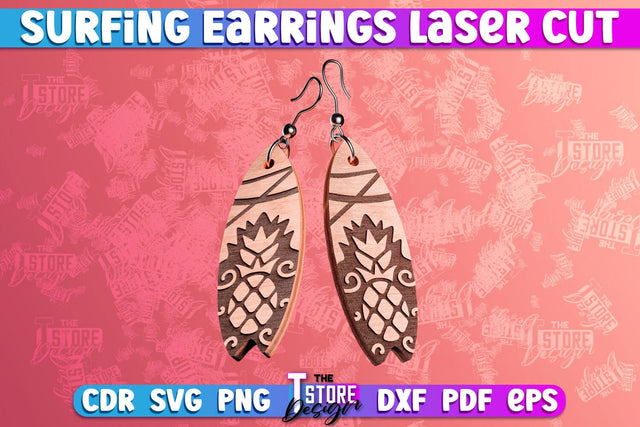 Surfing Earrings Laser Cut | Accessories Laser Cut Design | CNC Files SVG The T Store Design 