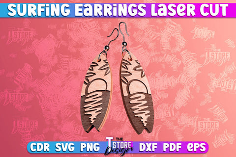 Surfing Earrings Laser Cut | Accessories Laser Cut Design | CNC Files SVG The T Store Design 