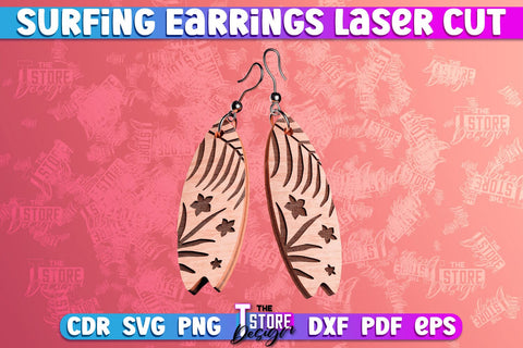 Surfing Earrings Laser Cut | Accessories Laser Cut Design | CNC Files SVG The T Store Design 