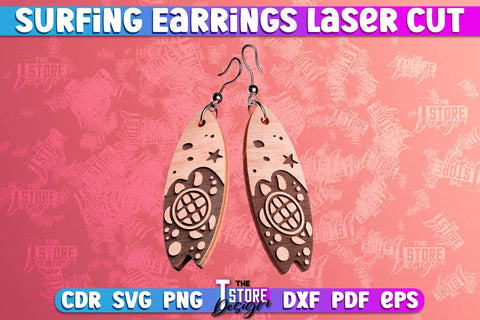 Surfing Earrings Laser Cut | Accessories Laser Cut Design | CNC Files SVG The T Store Design 
