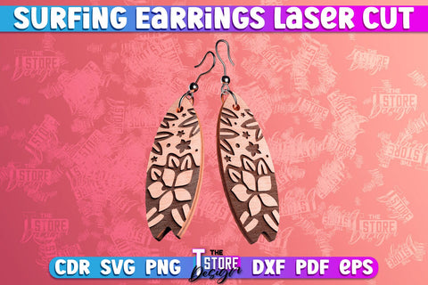 Surfing Earrings Laser Cut | Accessories Laser Cut Design | CNC Files SVG The T Store Design 