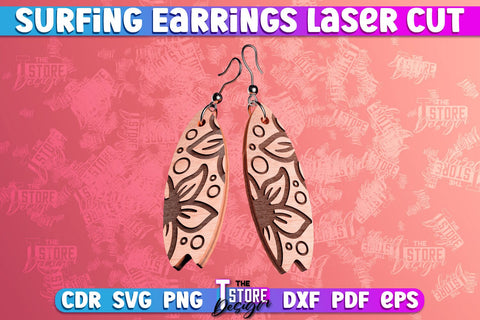 Surfing Earrings Laser Cut | Accessories Laser Cut Design | CNC Files SVG The T Store Design 