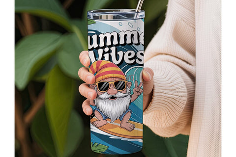 Surfing Gnome 20oz Tumbler Wrap Sublimation DesignSVG 