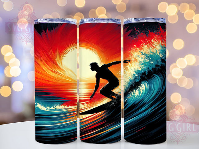 Surfing Ocean Waves 20oz Tumbler Wrap, Surfer Tumbler Design, Ocean Waves Tumbler, 20oz Tumbler Wrap, Sublimation Tumbler Design, Beach Sports Tumbler, Digital Download Sublimation SvggirlplusArt 