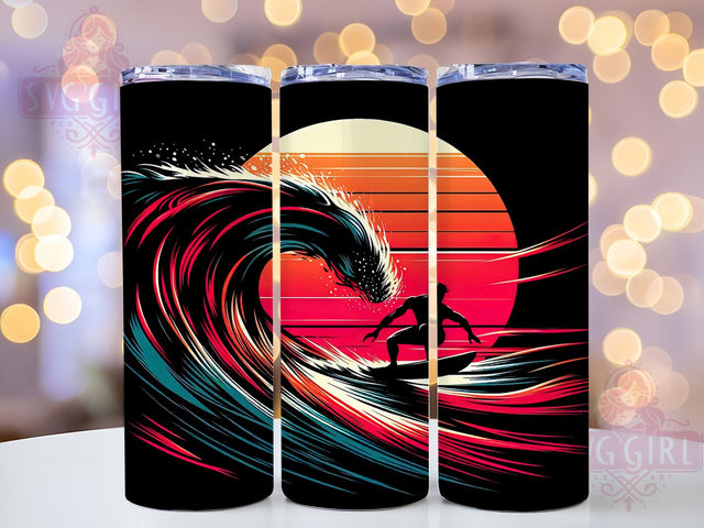 Surfing Ocean Waves 20oz Tumbler Wrap, Surfer Tumbler Design, Ocean Waves Tumbler, 20oz Tumbler Wrap, Sublimation Tumbler Design, Beach Sports Tumbler, Digital Download Sublimation SvggirlplusArt 