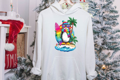 Surfing Penguin Summer PNG. Sublimation SVGArt 