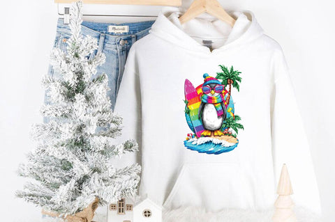 Surfing Penguin Summer PNG. Sublimation SVGArt 