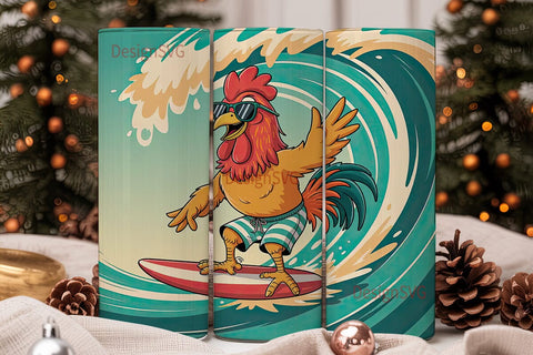 Surfing Rooster 20oz Tumbler Wrap Sublimation DesignSVG 