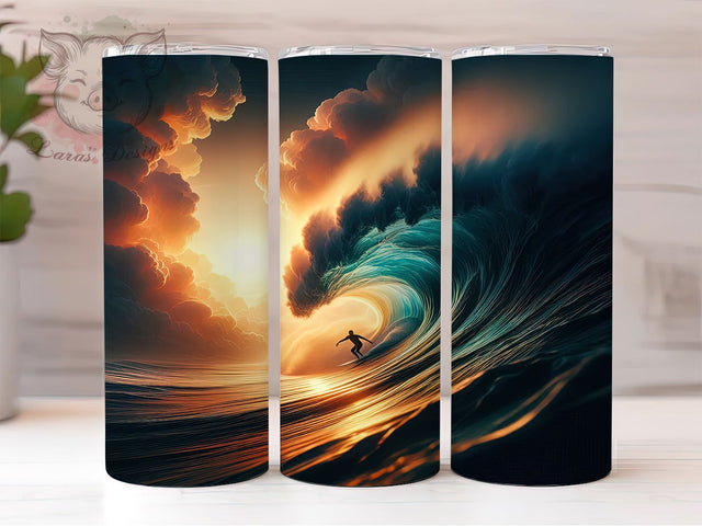 Surfing Wave Coastal Beach Tumbler, Ocean Wrap, 20Oz Tumbler, Sublimation Design, Beach Vibes, Surfer Life, Coastal Style Sublimation Lara' s Designs 