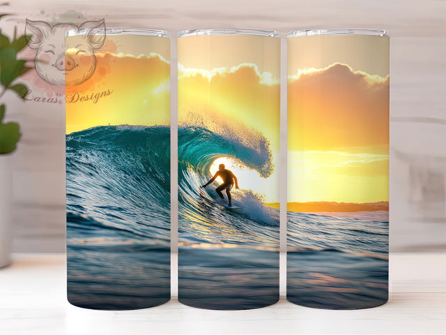 Surfing Wave Coastal Beach Tumbler, Ocean Wrap, 20Oz Tumbler, Sublimation Design, Beach Vibes, Surfer Life, Coastal Style Sublimation Lara' s Designs 