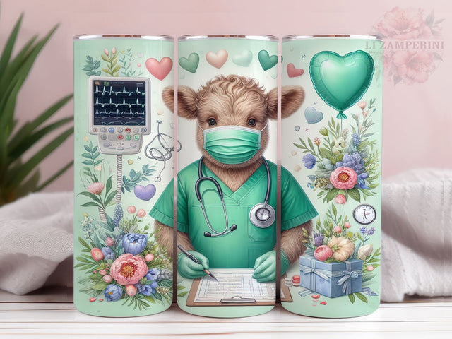 Surgical Highland Cow 20oz Tumbler Wrap PNG, Highland Cow Tumbler Png, Straight & Tapered Tumbler Wrap, Instant Digital Download Sublimation Li Zamperini 