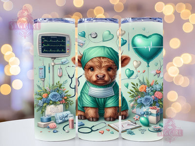 Surgical Highland Cow 20oz Tumbler Wrap Sublimation Design, Straight Tapered Tumbler Wrap, Highland Cow Tumbler Png, Instant Digital Download Sublimation SvggirlplusArt 