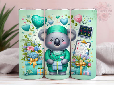 Surgical Tech Koala 20oz Tumbler Wrap PNG, Koala Tumbler Png, Straight & Tapered Tumbler Wrap, Instant Digital Download Sublimation Li Zamperini 