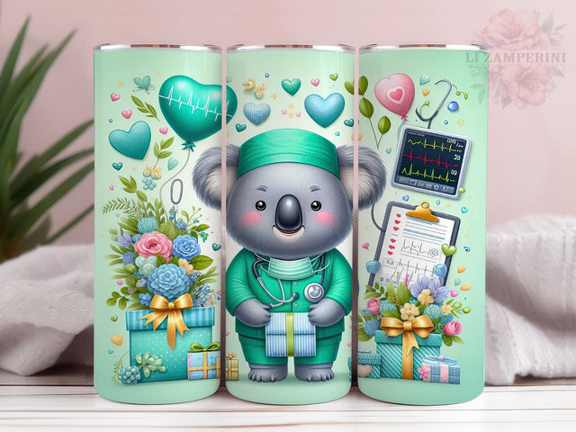 Surgical Tech Koala 20oz Tumbler Wrap PNG, Koala Tumbler Png, Straight & Tapered Tumbler Wrap, Instant Digital Download Sublimation Li Zamperini 